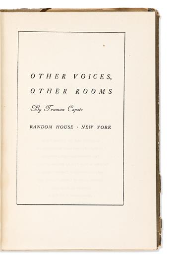 Capote, Truman (1924-1984) Other Voices, Other Rooms, First Edition, Inscribed by Capote, his Mother & Stepfather.